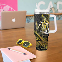 Filipinos Lapu Lapu Hero Tumbler With Handle Gold Polynesian Tribal Tattoo LT05 - Polynesian Pride