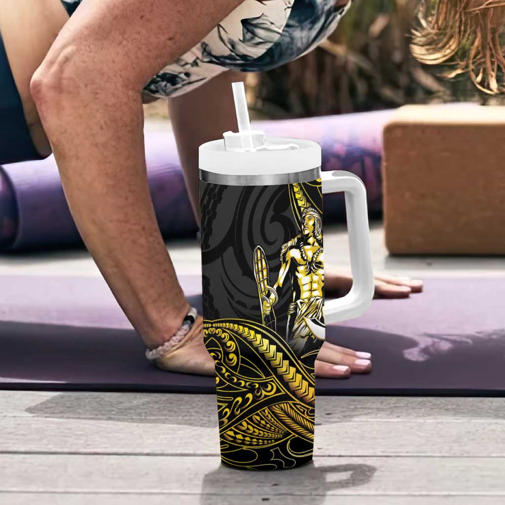 Filipinos Lapu Lapu Hero Tumbler With Handle Gold Polynesian Tribal Tattoo LT05 - Polynesian Pride