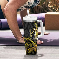 Filipinos Lapu Lapu Hero Tumbler With Handle Gold Polynesian Tribal Tattoo LT05 - Polynesian Pride