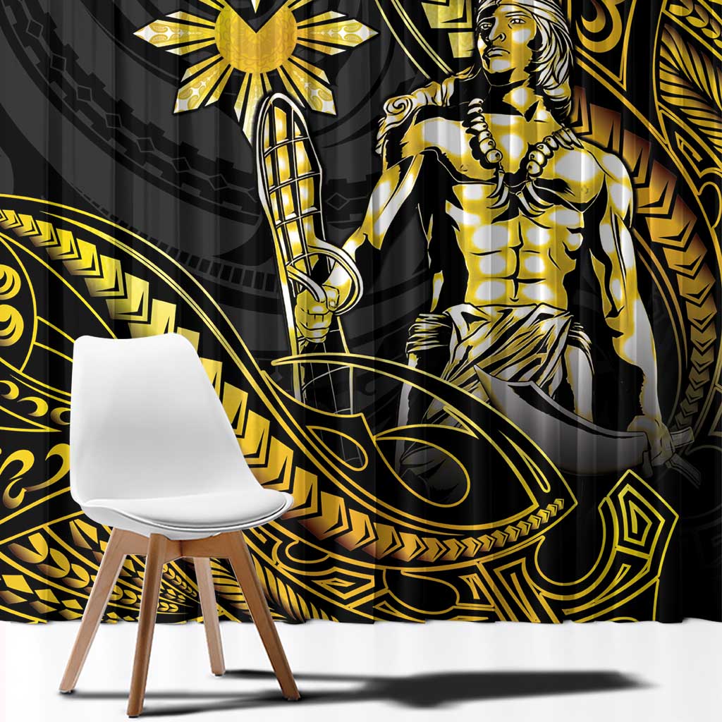 Filipinos Lapu Lapu Hero Window Curtain Gold Polynesian Tribal Tattoo LT05 - Polynesian Pride