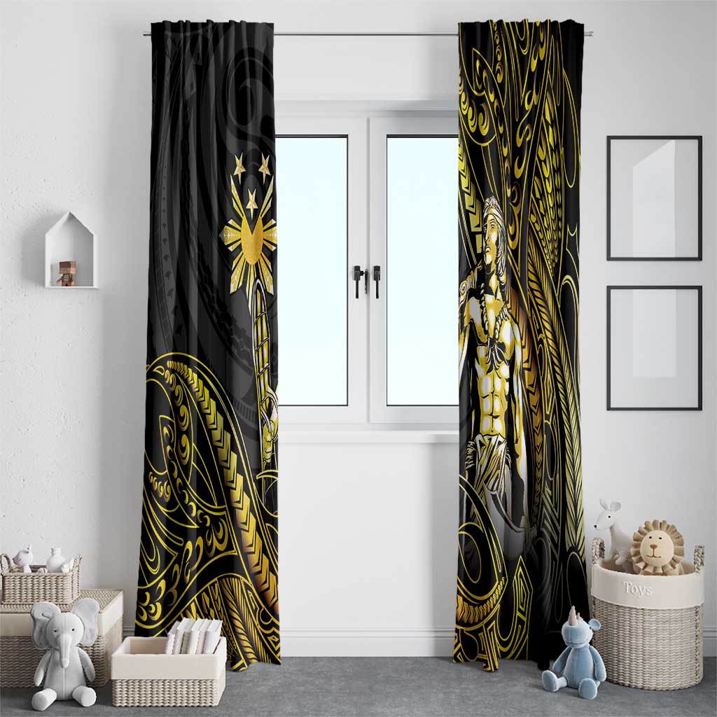 Filipinos Lapu Lapu Hero Window Curtain Gold Polynesian Tribal Tattoo LT05 - Polynesian Pride
