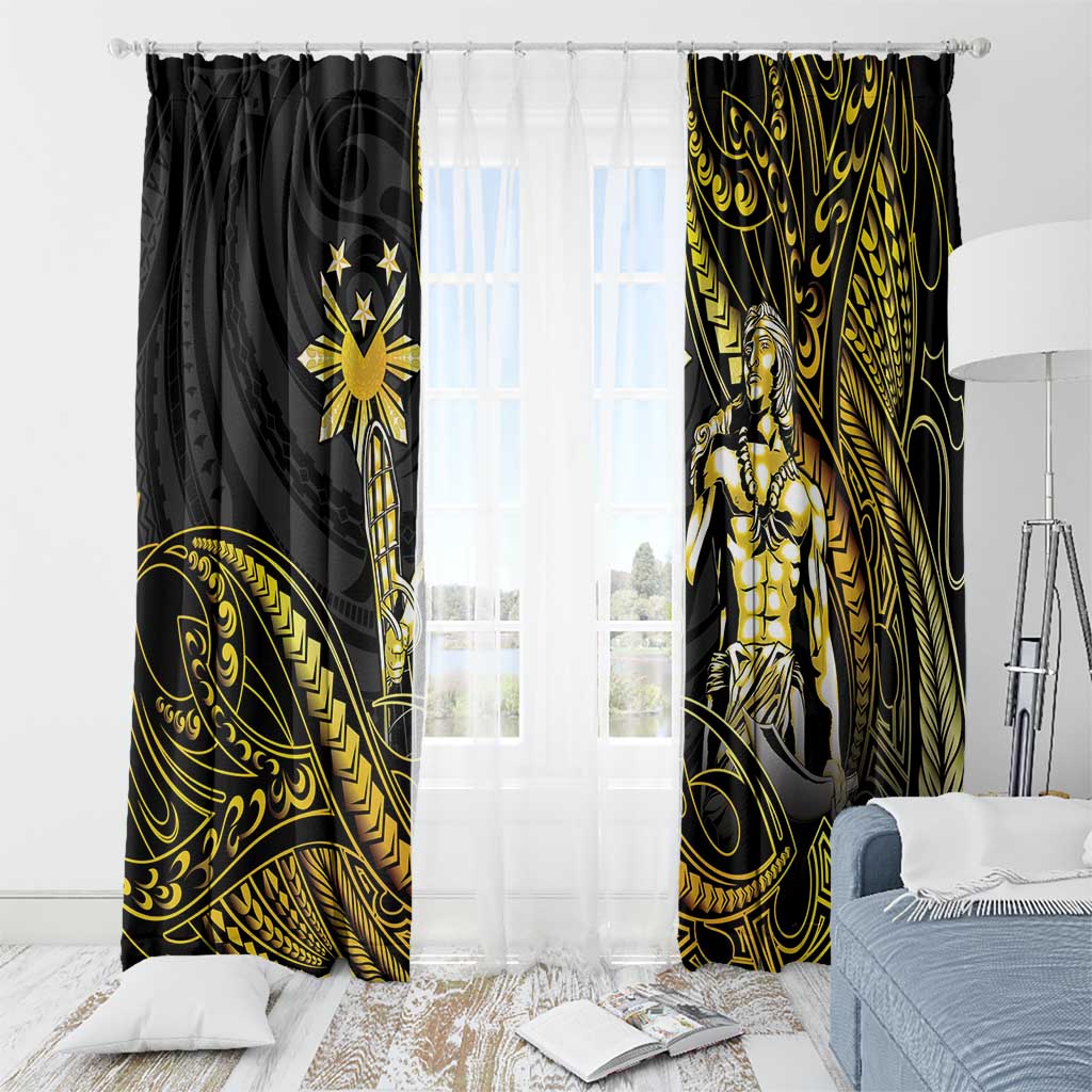 Filipinos Lapu Lapu Hero Window Curtain Gold Polynesian Tribal Tattoo LT05 - Polynesian Pride