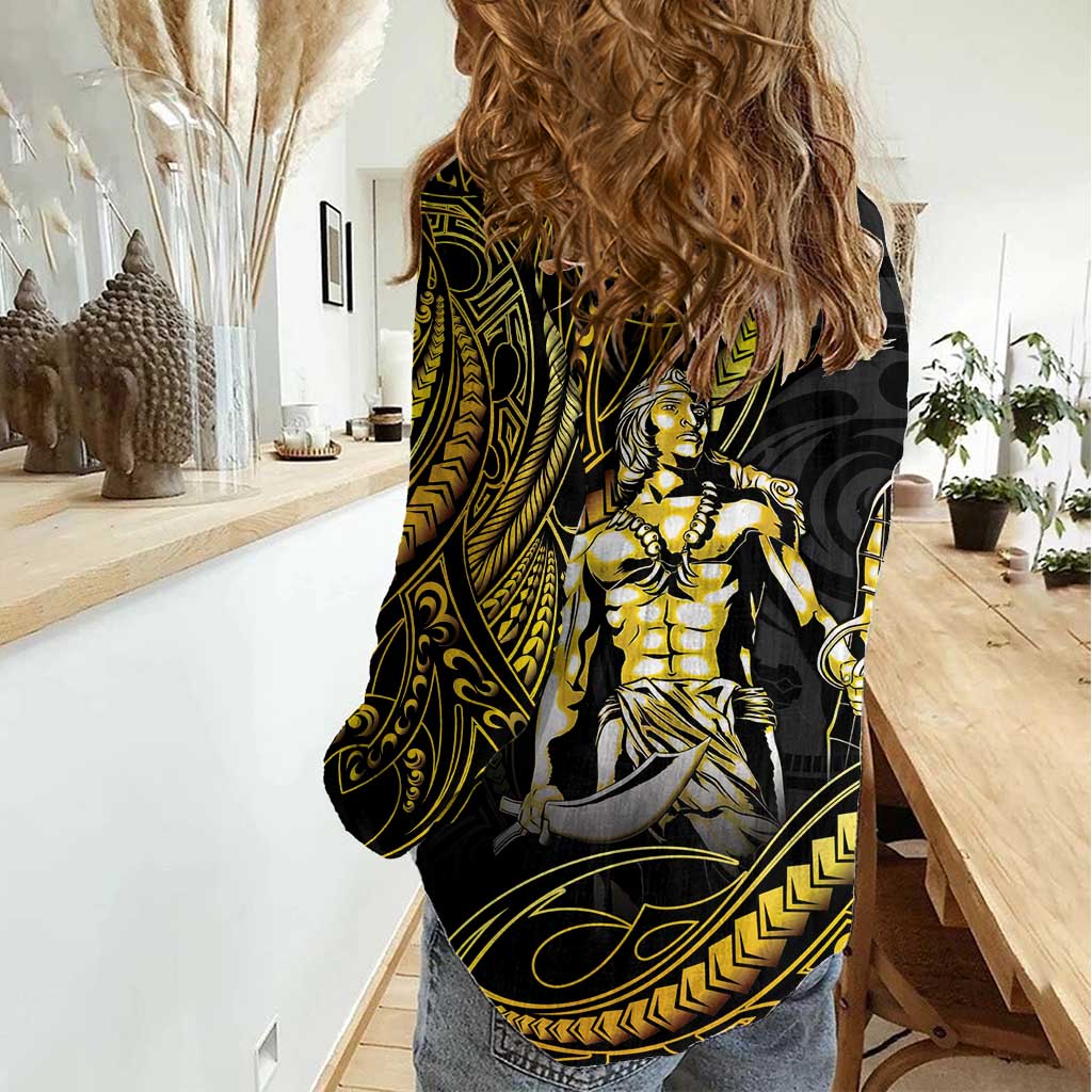 Filipinos Lapu Lapu Hero Women Casual Shirt Gold Polynesian Tribal Tattoo