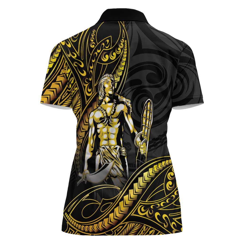 Filipinos Lapu Lapu Hero Women Polo Shirt Gold Polynesian Tribal Tattoo