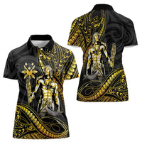 Filipinos Lapu Lapu Hero Women Polo Shirt Gold Polynesian Tribal Tattoo