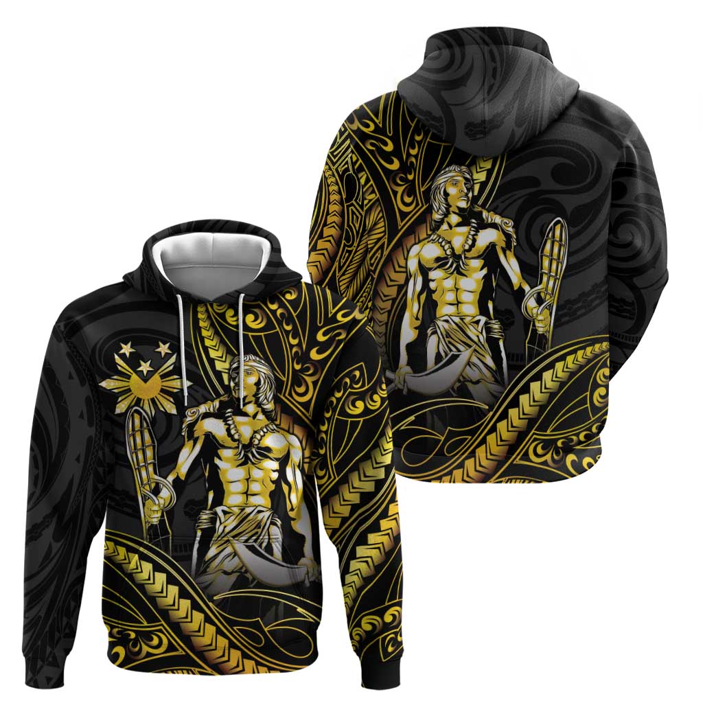 Filipinos Lapu Lapu Hero Zip Hoodie Gold Polynesian Tribal Tattoo