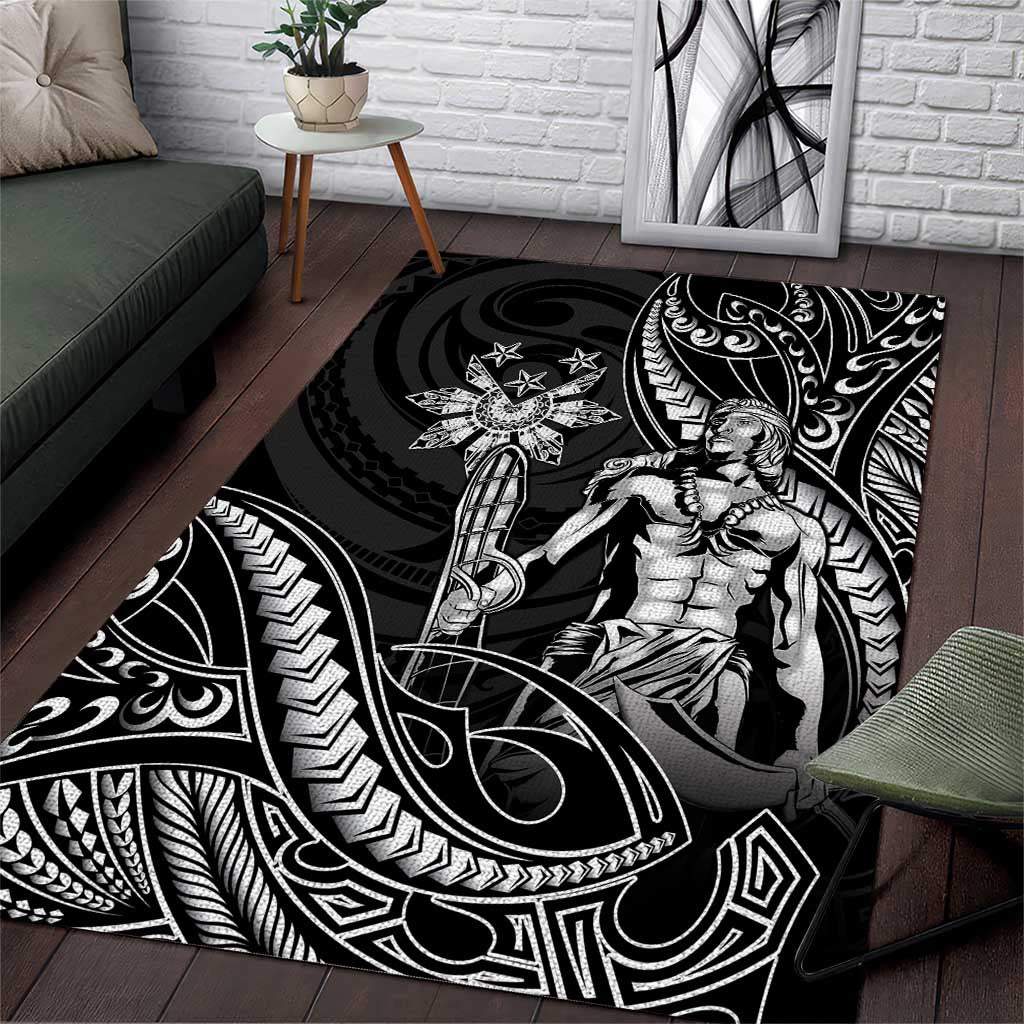 Filipinos Lapu Lapu Hero Area Rug Black Polynesian Tribal Tattoo LT05 Black - Polynesian Pride