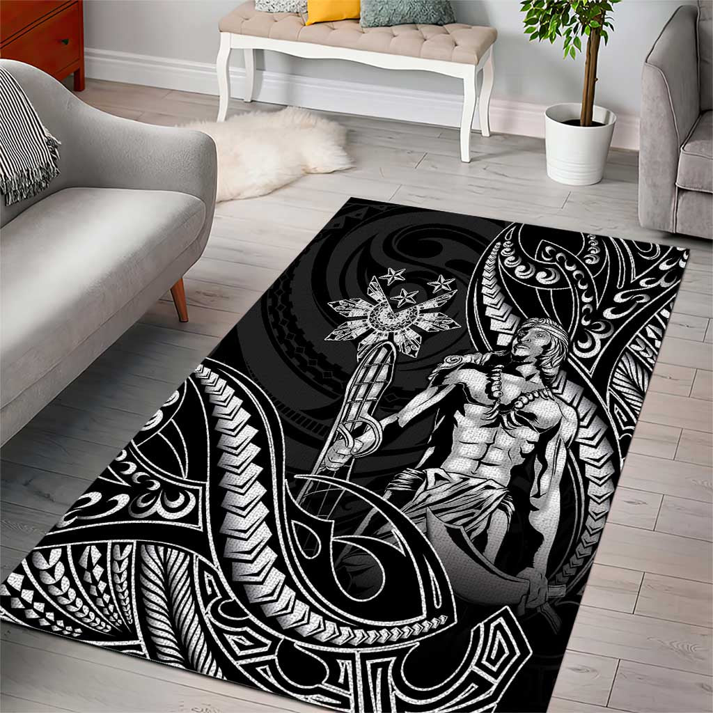 Filipinos Lapu Lapu Hero Area Rug Black Polynesian Tribal Tattoo LT05 - Polynesian Pride