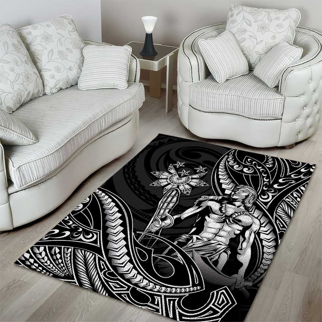 Filipinos Lapu Lapu Hero Area Rug Black Polynesian Tribal Tattoo LT05 - Polynesian Pride