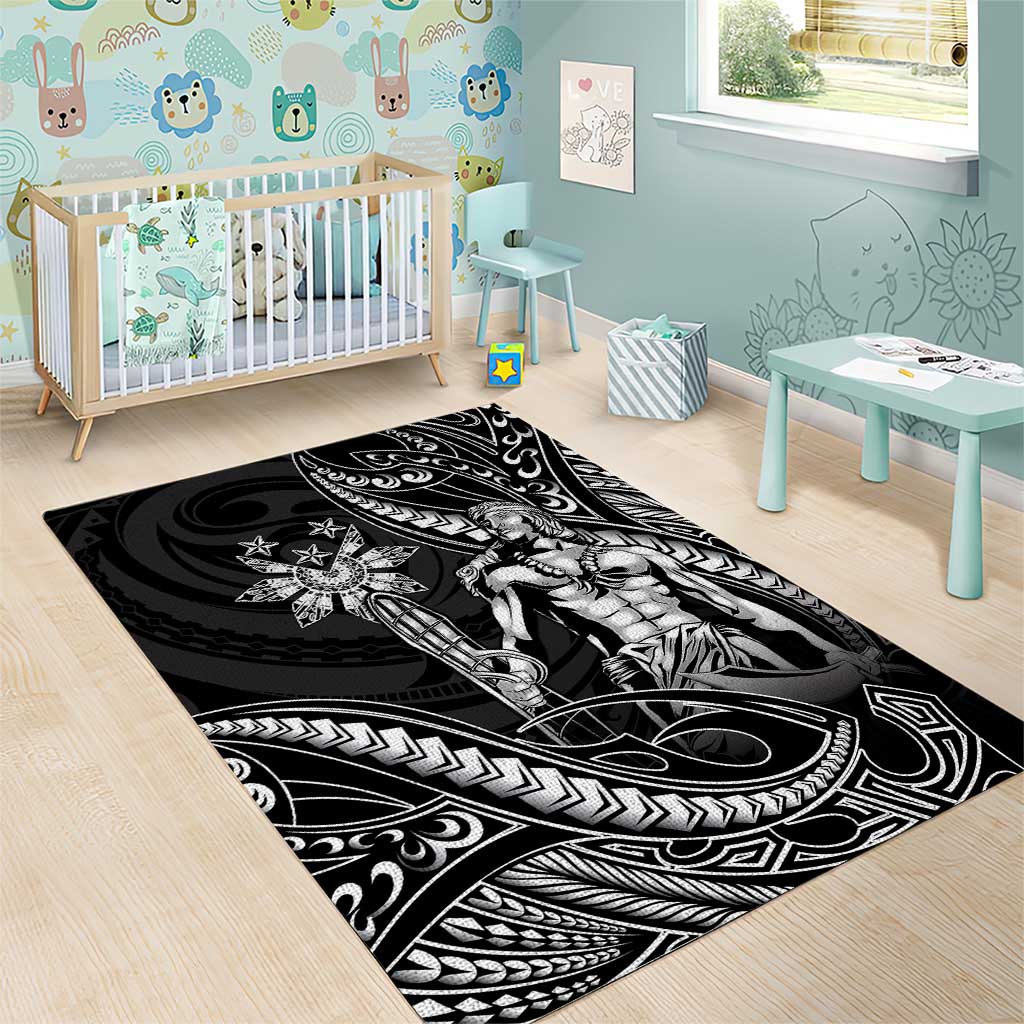 Filipinos Lapu Lapu Hero Area Rug Black Polynesian Tribal Tattoo LT05 - Polynesian Pride