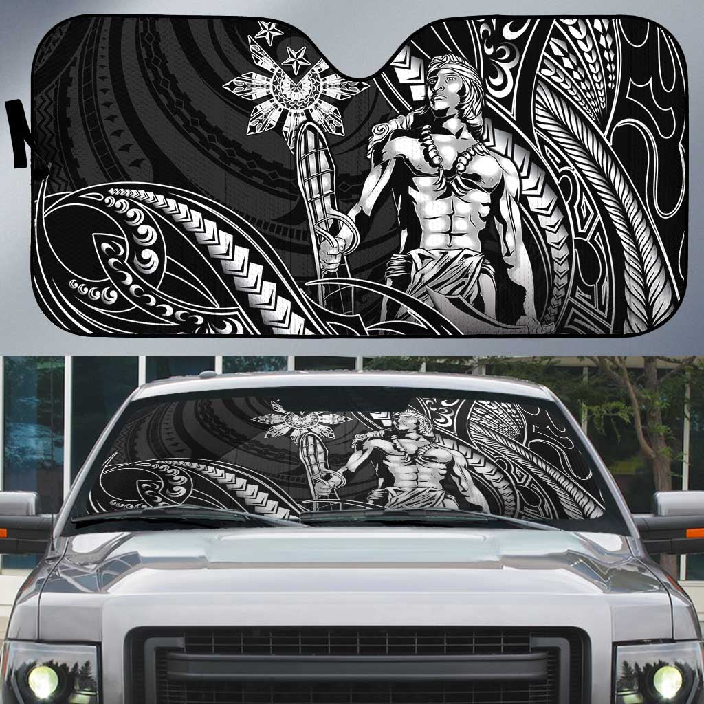 Filipinos Lapu Lapu Hero Auto Sun Shade Black Polynesian Tribal Tattoo LT05 Black - Polynesian Pride