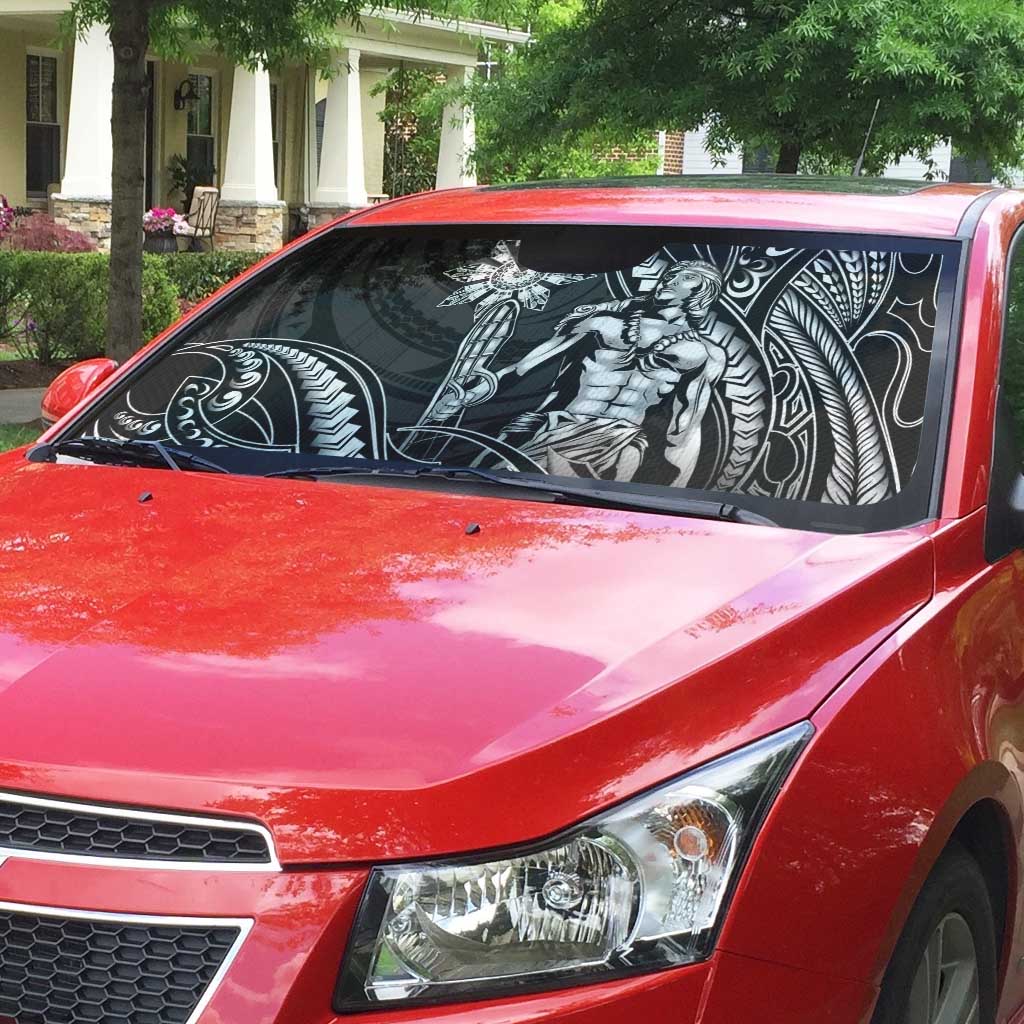 Filipinos Lapu Lapu Hero Auto Sun Shade Black Polynesian Tribal Tattoo LT05 - Polynesian Pride