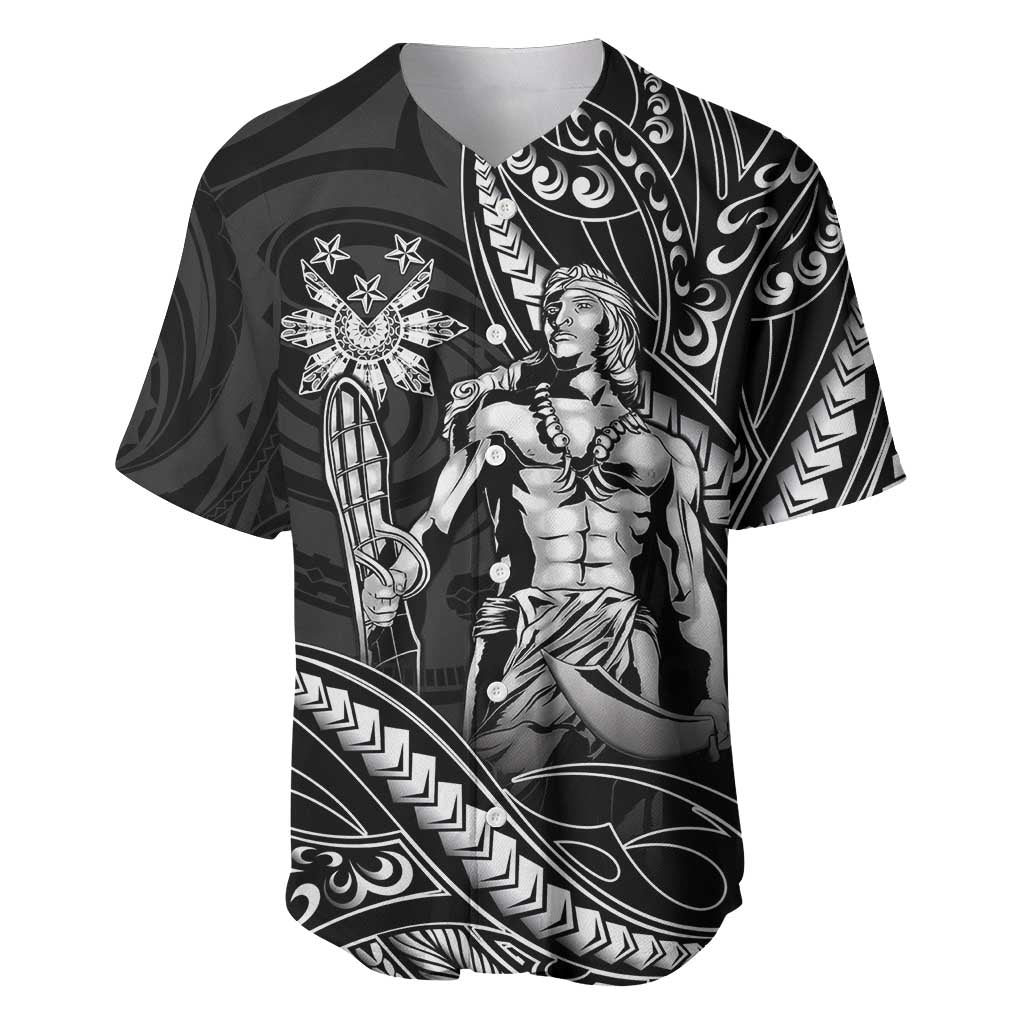 Filipinos Lapu Lapu Hero Baseball Jersey Black Polynesian Tribal Tattoo