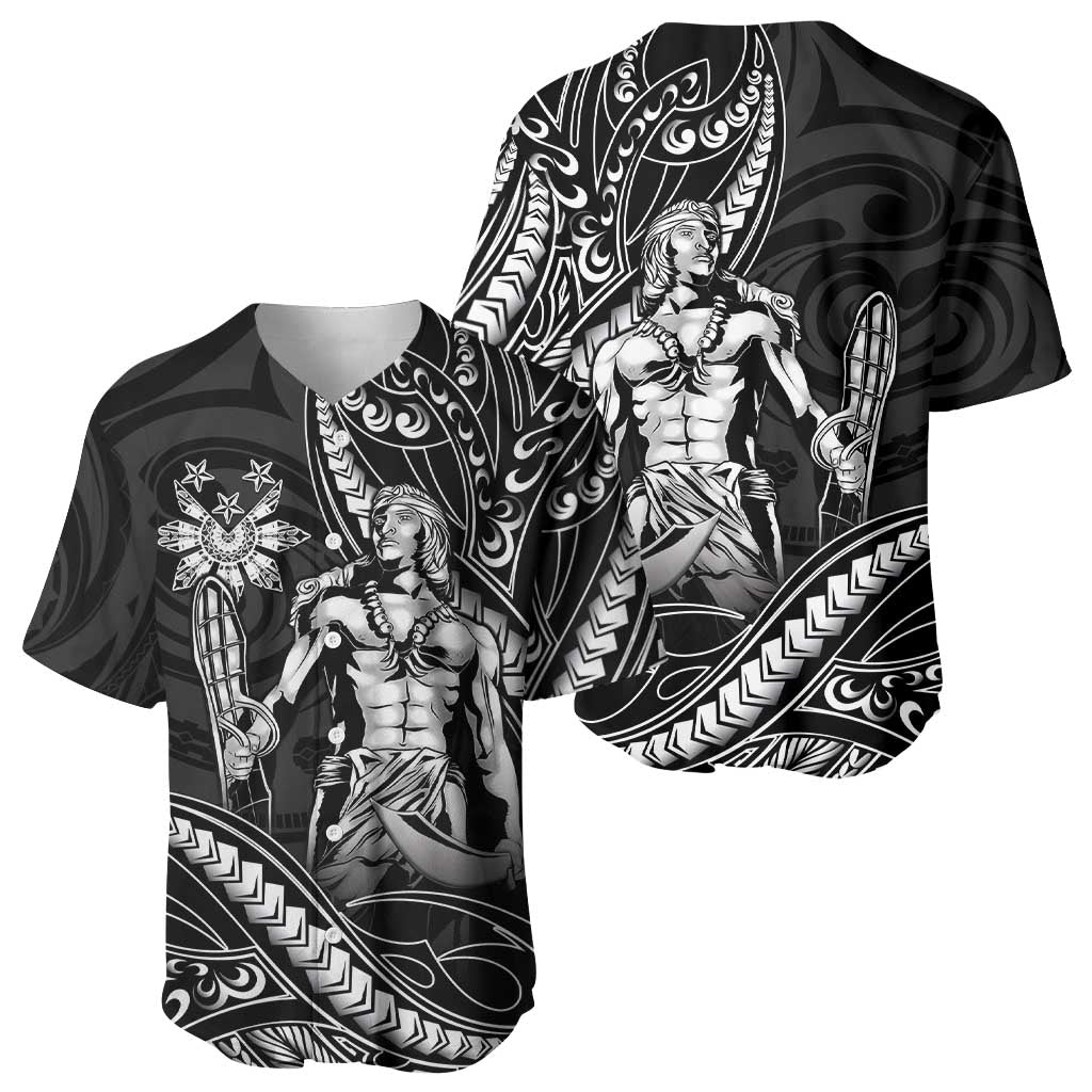 Filipinos Lapu Lapu Hero Baseball Jersey Black Polynesian Tribal Tattoo