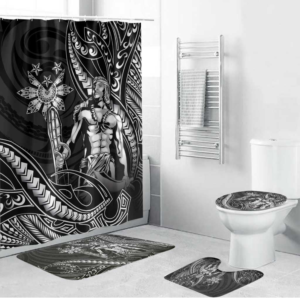 Filipinos Lapu Lapu Hero Bathroom Set Black Polynesian Tribal Tattoo LT05 Bathroom Set (4 pcs) Black - Polynesian Pride