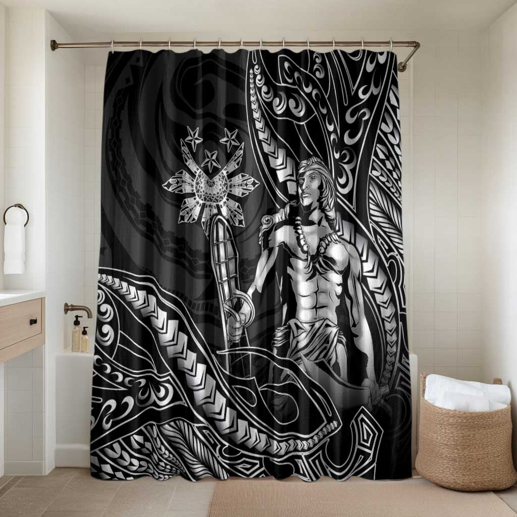 Filipinos Lapu Lapu Hero Bathroom Set Black Polynesian Tribal Tattoo LT05 Shower Curtain Only Black - Polynesian Pride