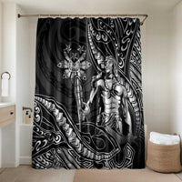 Filipinos Lapu Lapu Hero Bathroom Set Black Polynesian Tribal Tattoo LT05 Shower Curtain Only Black - Polynesian Pride