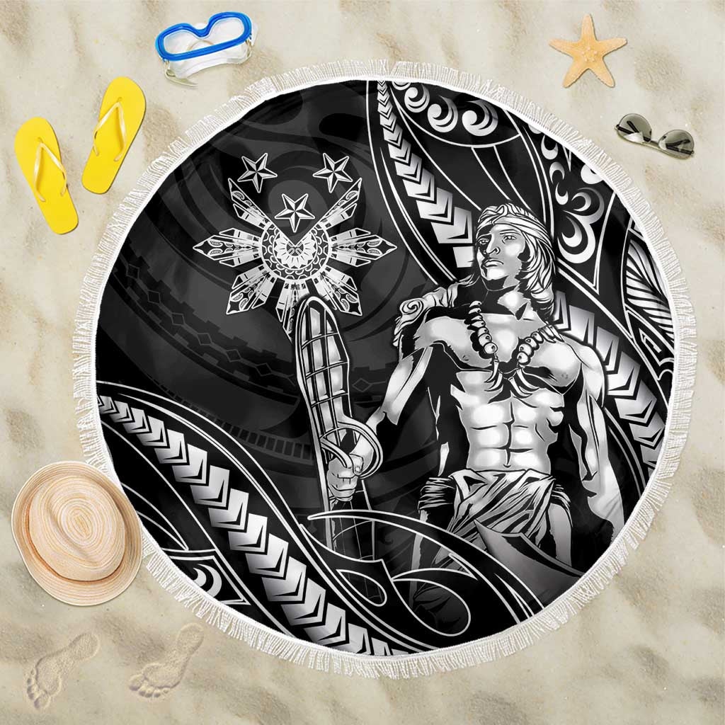 Filipinos Lapu Lapu Hero Beach Blanket Black Polynesian Tribal Tattoo LT05 One Size 150cm Black - Polynesian Pride