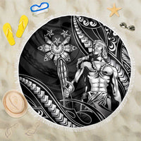 Filipinos Lapu Lapu Hero Beach Blanket Black Polynesian Tribal Tattoo LT05 One Size 150cm Black - Polynesian Pride