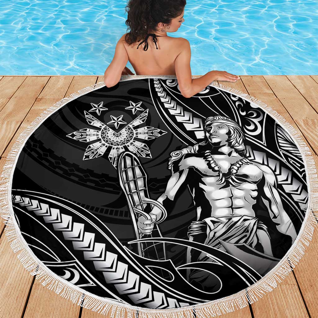 Filipinos Lapu Lapu Hero Beach Blanket Black Polynesian Tribal Tattoo LT05 - Polynesian Pride