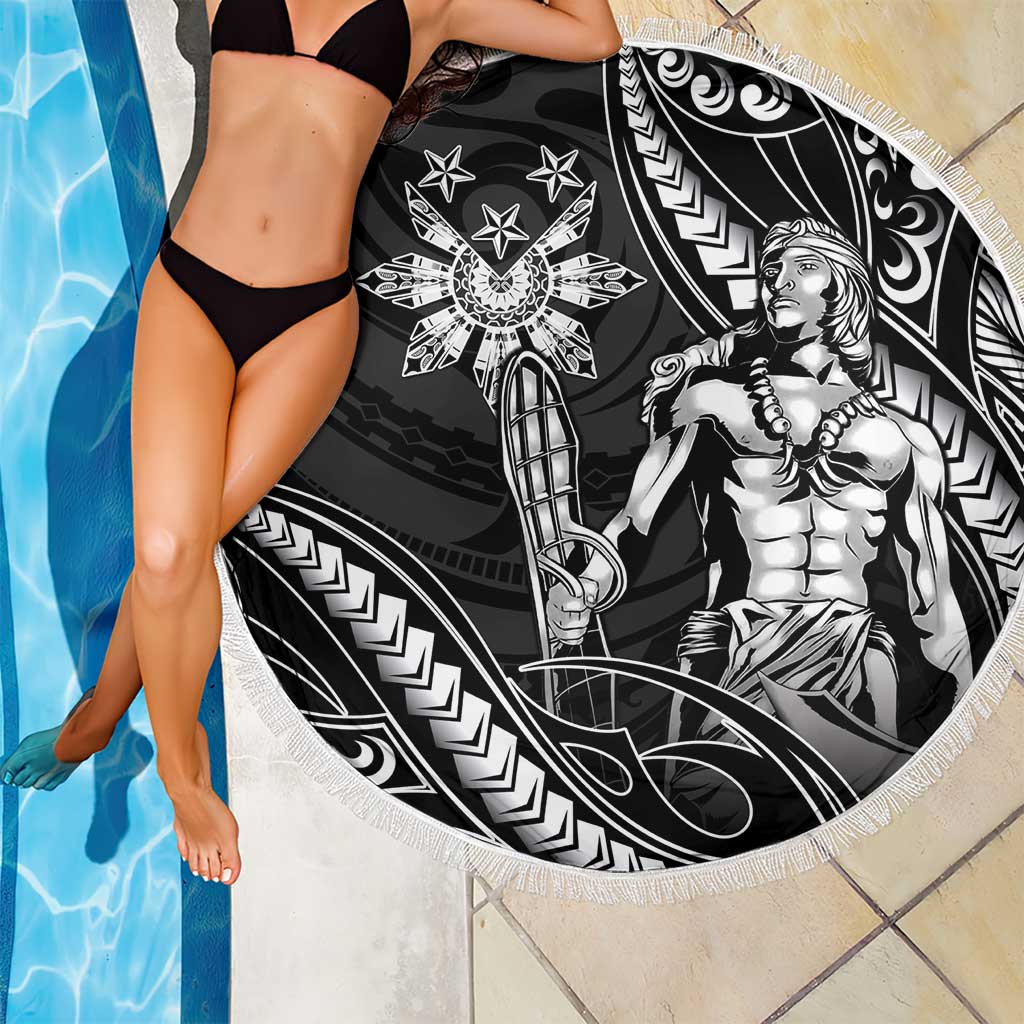 Filipinos Lapu Lapu Hero Beach Blanket Black Polynesian Tribal Tattoo LT05 - Polynesian Pride