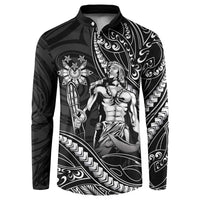 Filipinos Lapu Lapu Hero Button Sweatshirt Black Polynesian Tribal Tattoo LT05 Black - Polynesian Pride