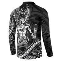 Filipinos Lapu Lapu Hero Button Sweatshirt Black Polynesian Tribal Tattoo LT05 - Polynesian Pride