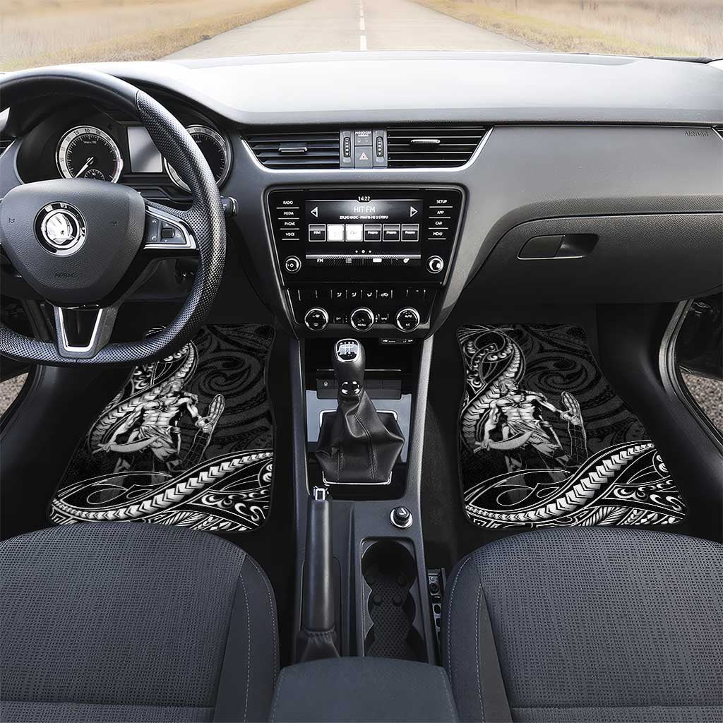 Filipinos Lapu Lapu Hero Car Mats Black Polynesian Tribal Tattoo LT05 Set 2pcs - Front Black - Polynesian Pride