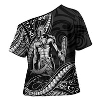 Filipinos Lapu Lapu Hero Cross Shoulder Shirt Black Polynesian Tribal Tattoo LT05 - Polynesian Pride