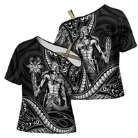 Filipinos Lapu Lapu Hero Cross Shoulder Shirt Black Polynesian Tribal Tattoo LT05 - Polynesian Pride