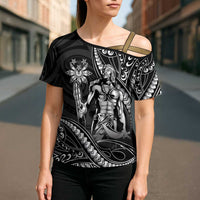Filipinos Lapu Lapu Hero Cross Shoulder Shirt Black Polynesian Tribal Tattoo LT05 - Polynesian Pride