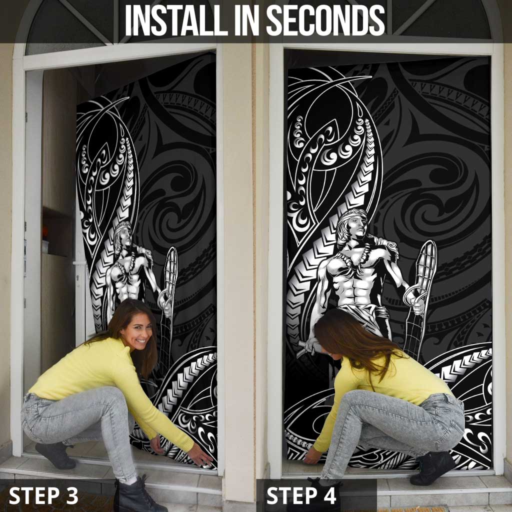 Filipinos Lapu Lapu Hero Door Cover Black Polynesian Tribal Tattoo LT05 - Polynesian Pride