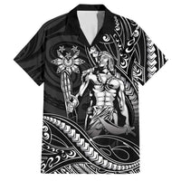 Filipinos Lapu Lapu Hero Family Matching Off The Shoulder Long Sleeve Dress and Hawaiian Shirt Black Polynesian Tribal Tattoo