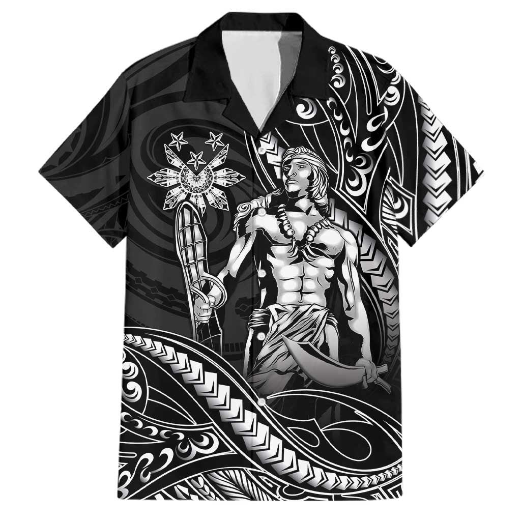 Filipinos Lapu Lapu Hero Family Matching Off Shoulder Maxi Dress and Hawaiian Shirt Black Polynesian Tribal Tattoo