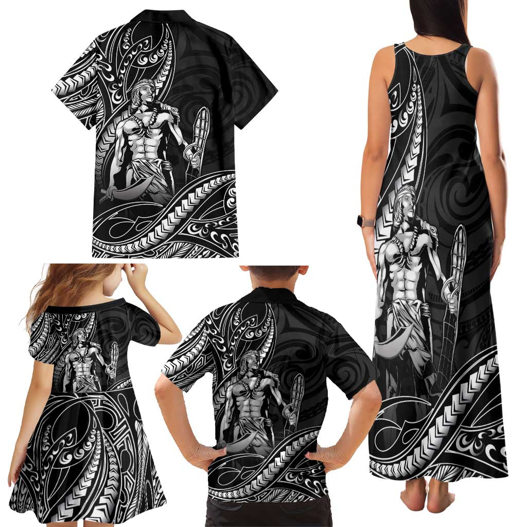 Filipinos Lapu Lapu Hero Family Matching Tank Maxi Dress and Hawaiian Shirt Black Polynesian Tribal Tattoo