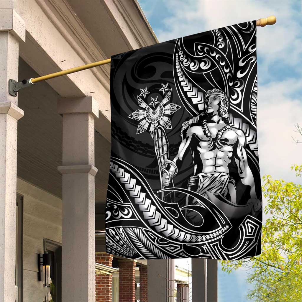 Filipinos Lapu Lapu Hero Garden Flag Black Polynesian Tribal Tattoo LT05 House Flag Black - Polynesian Pride