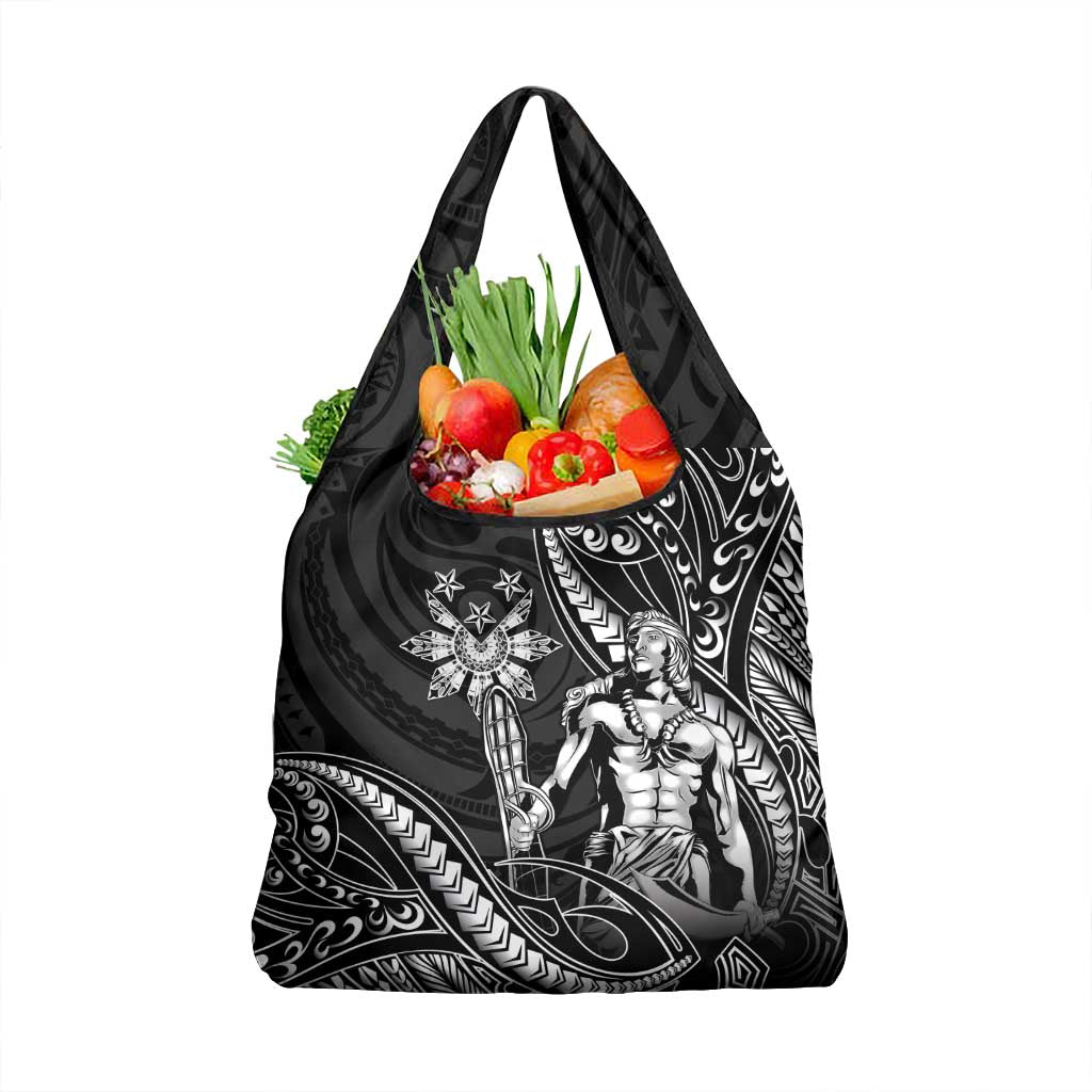 Filipinos Lapu Lapu Hero Grocery Bag Black Polynesian Tribal Tattoo LT05 1-pack One Size Black - Polynesian Pride