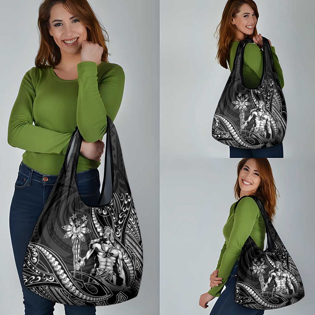 Filipinos Lapu Lapu Hero Grocery Bag Black Polynesian Tribal Tattoo LT05 - Polynesian Pride
