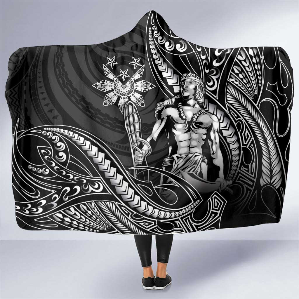 Filipinos Lapu Lapu Hero Hooded Blanket Black Polynesian Tribal Tattoo LT05 One Size Black - Polynesian Pride