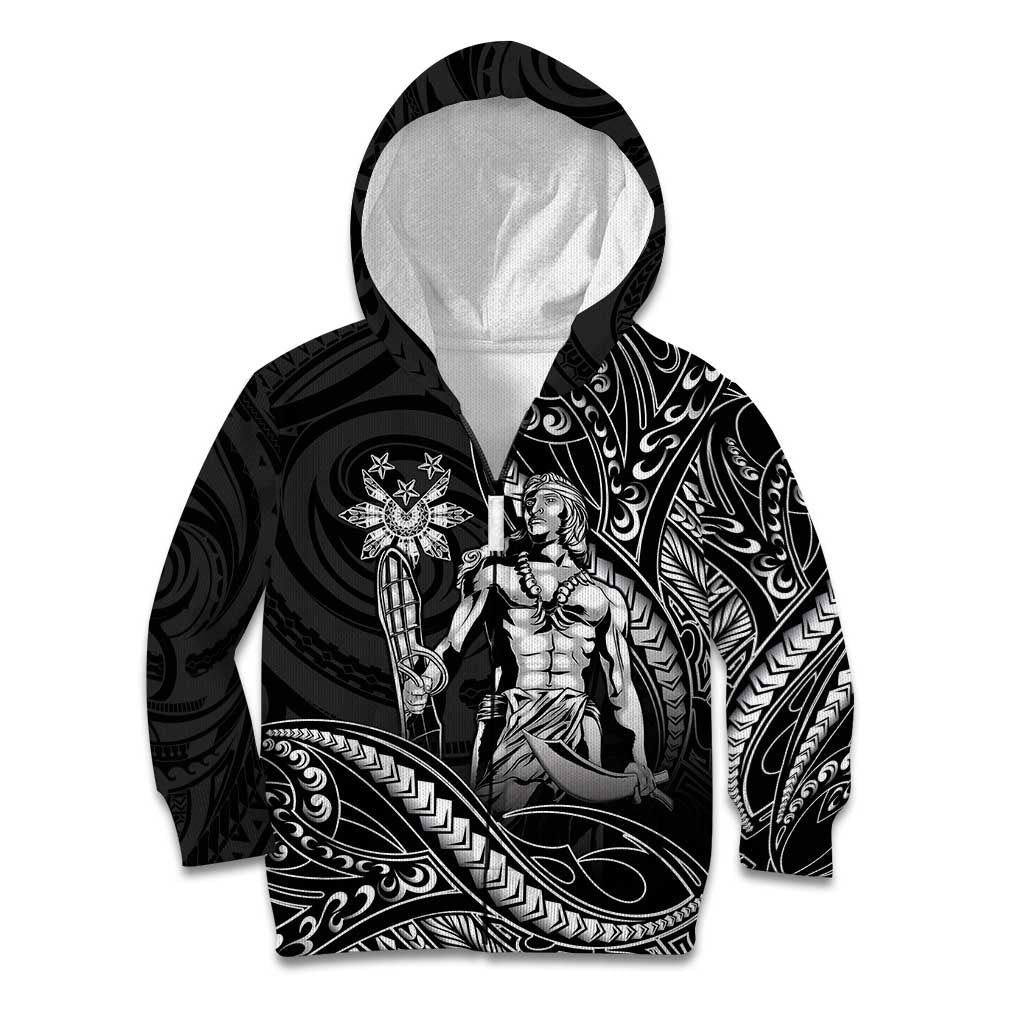 Filipinos Lapu Lapu Hero Kid Hoodie Black Polynesian Tribal Tattoo LT05 Zip Hoodie Black - Polynesian Pride