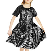 Filipinos Lapu Lapu Hero Kid Short Sleeve Dress Black Polynesian Tribal Tattoo
