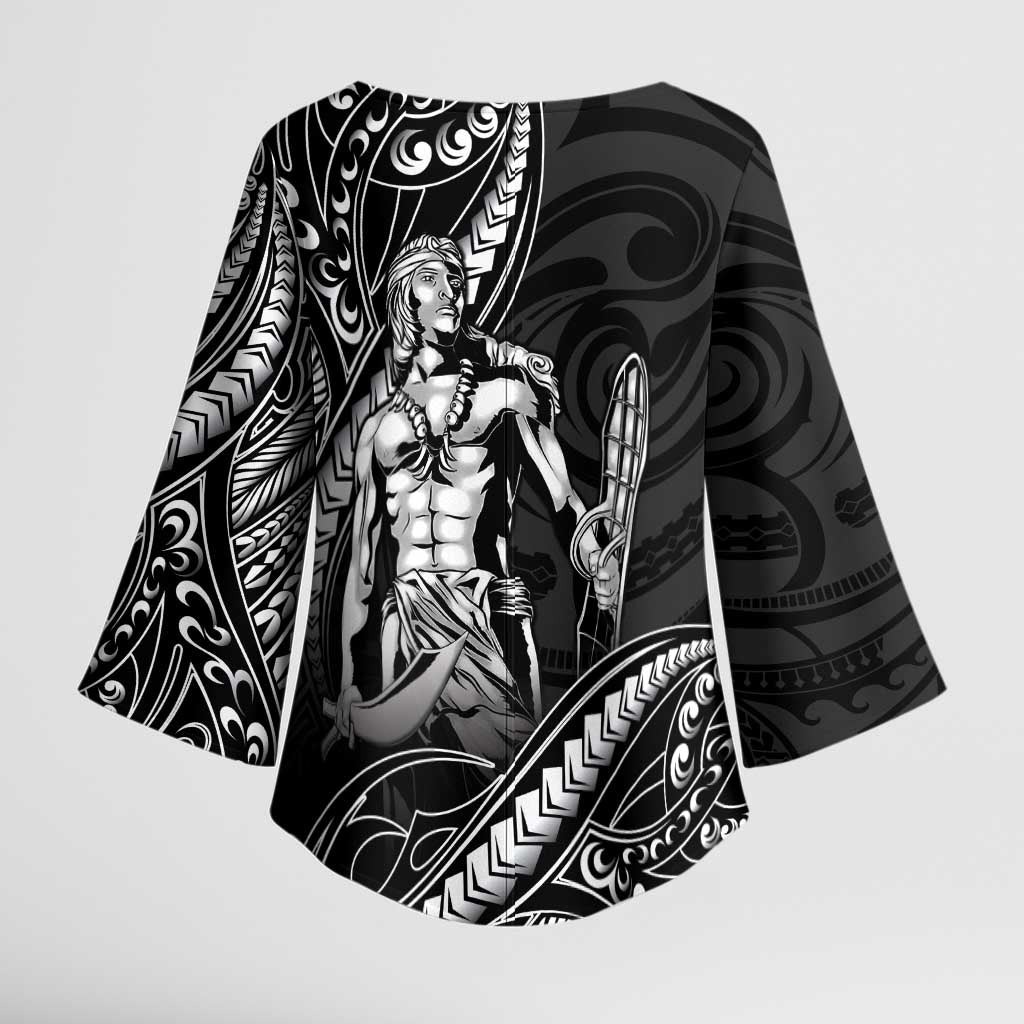 Filipinos Lapu Lapu Hero Kimono Sleeve Blouse Black Polynesian Tribal Tattoo LT05 - Polynesian Pride