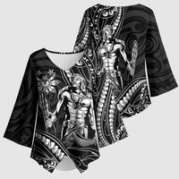 Filipinos Lapu Lapu Hero Kimono Sleeve Blouse Black Polynesian Tribal Tattoo LT05 - Polynesian Pride