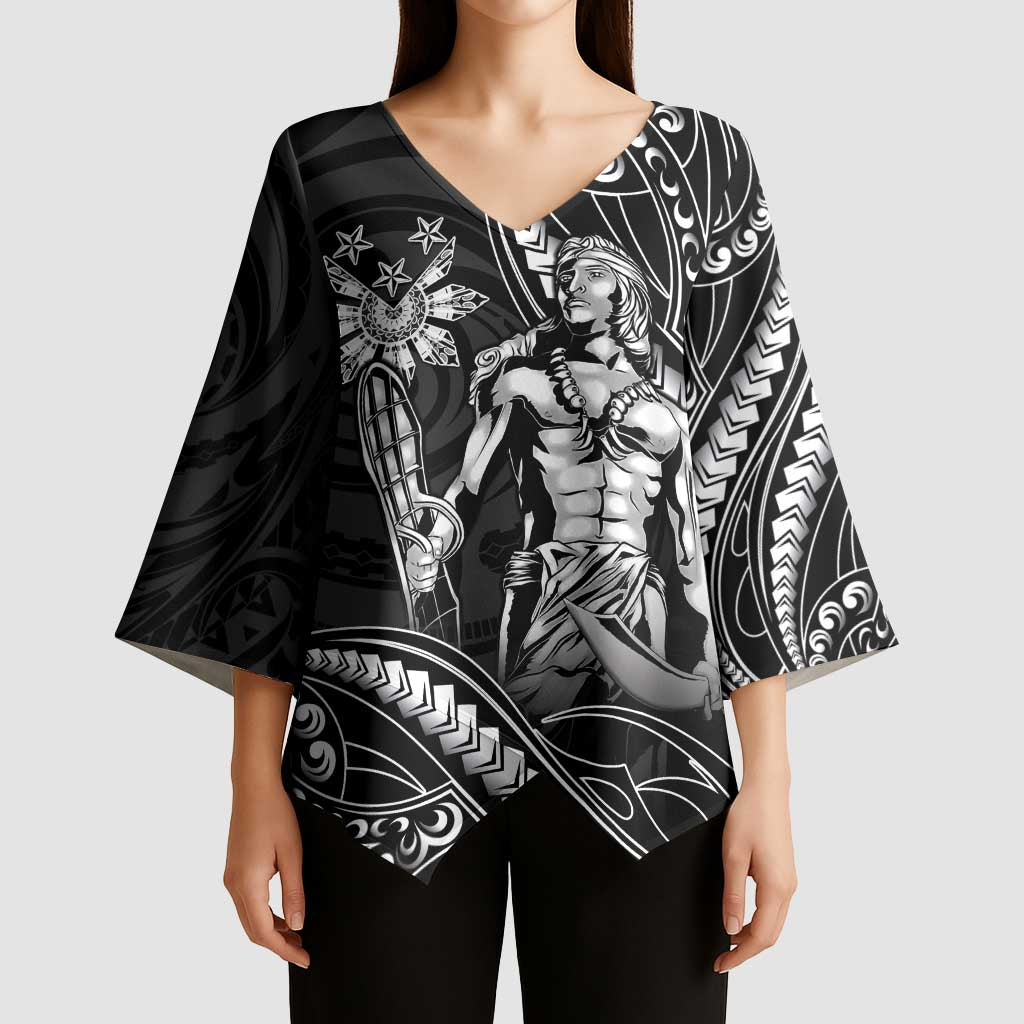 Filipinos Lapu Lapu Hero Kimono Sleeve Blouse Black Polynesian Tribal Tattoo LT05 - Polynesian Pride