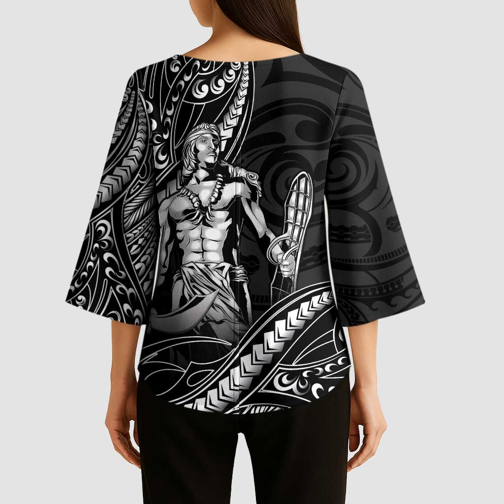 Filipinos Lapu Lapu Hero Kimono Sleeve Blouse Black Polynesian Tribal Tattoo LT05 - Polynesian Pride