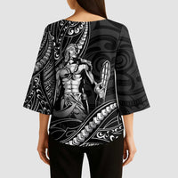 Filipinos Lapu Lapu Hero Kimono Sleeve Blouse Black Polynesian Tribal Tattoo LT05 - Polynesian Pride
