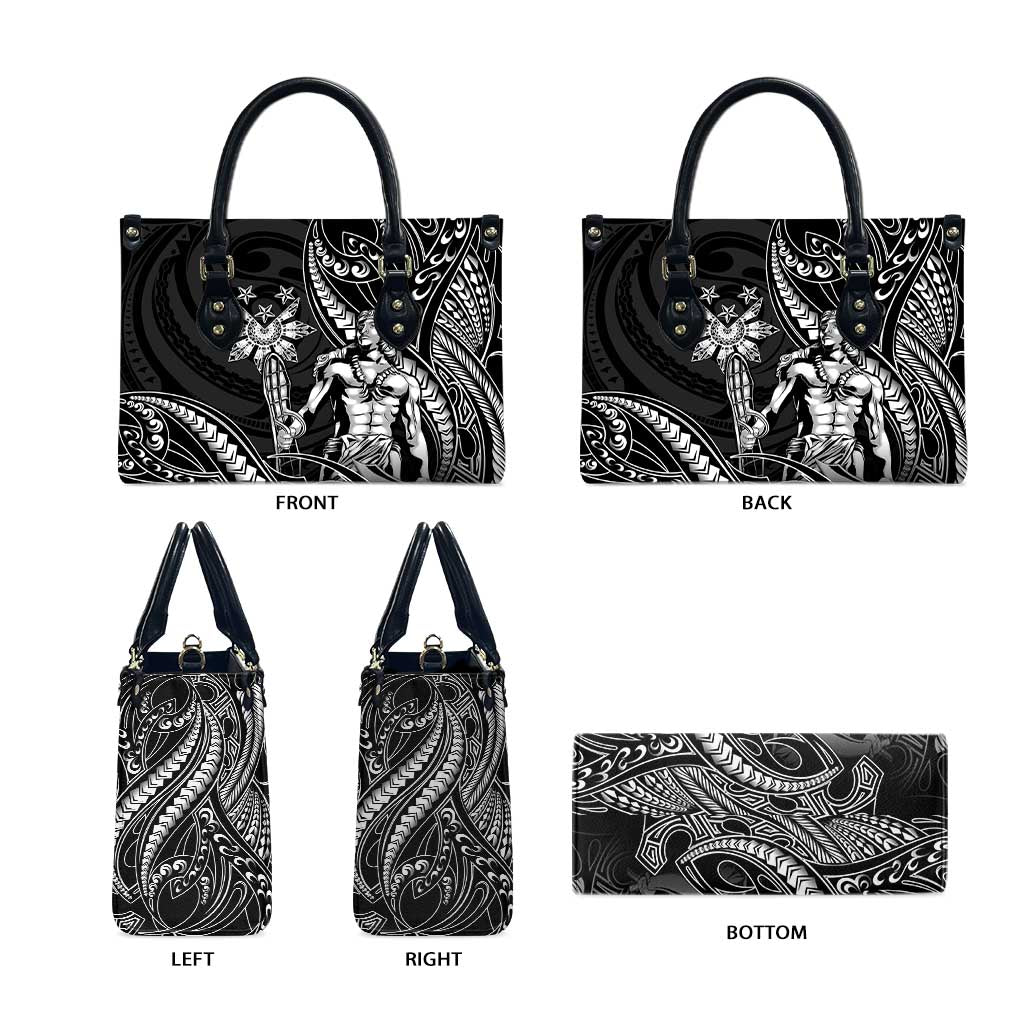 Filipinos Lapu Lapu Hero Leather Bag Black Polynesian Tribal Tattoo LT05 - Polynesian Pride