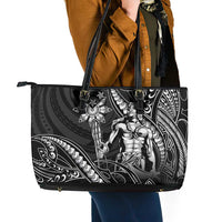Filipinos Lapu Lapu Hero Leather Tote Bag Black Polynesian Tribal Tattoo LT05 - Polynesian Pride