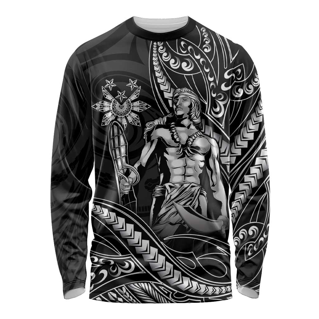 Filipinos Lapu Lapu Hero Long Sleeve Shirt Black Polynesian Tribal Tattoo LT05 Unisex Black - Polynesian Pride