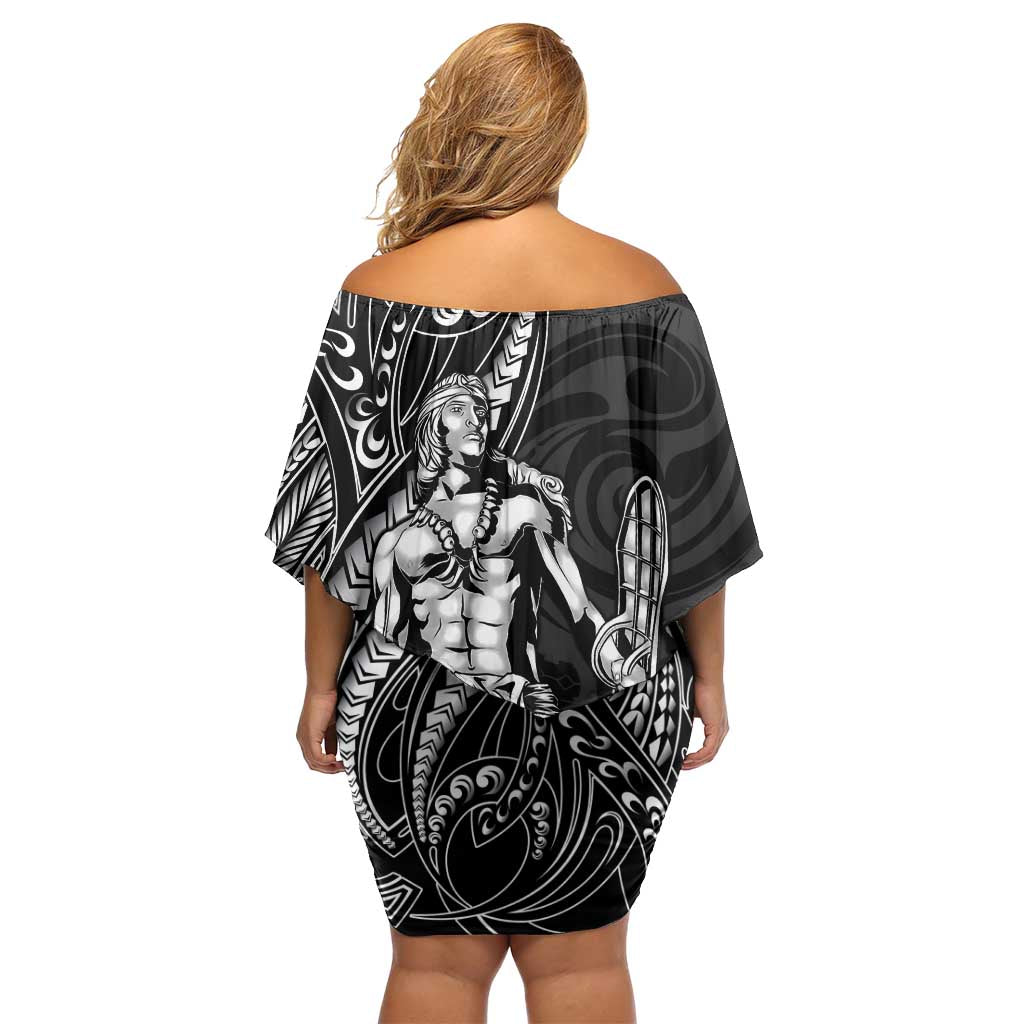 Filipinos Lapu Lapu Hero Off Shoulder Short Dress Black Polynesian Tribal Tattoo LT05 - Polynesian Pride